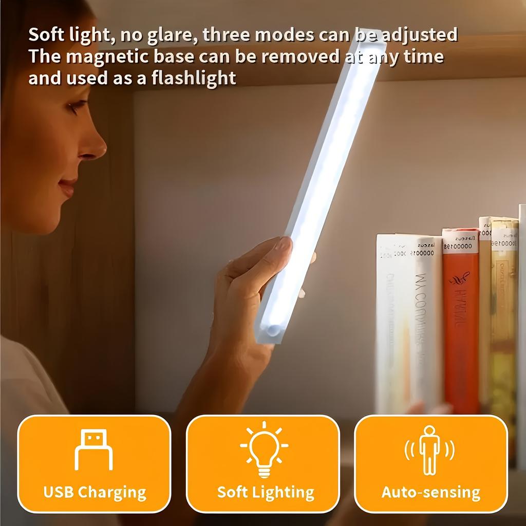 USB Rechargeable Induction LED Light, Magnetic Cabinet Light,suitable for Kitchen, Wardrobe, Hallway, Bedroom, Closet Lighting, Motion Sensor