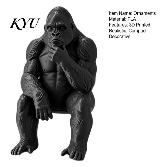 Office Bookshelf Decoration 3D Printed Thinking Gorilla Figurine, Mini Thinker Statue, Decorative Shelf Sitting Statue Modern Minimalist Sculpture for