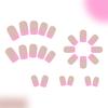 24x Artificial Nails Short Square Press On Nails Full Cover Stick On Nails French Tip False Nails Manicures Supplies