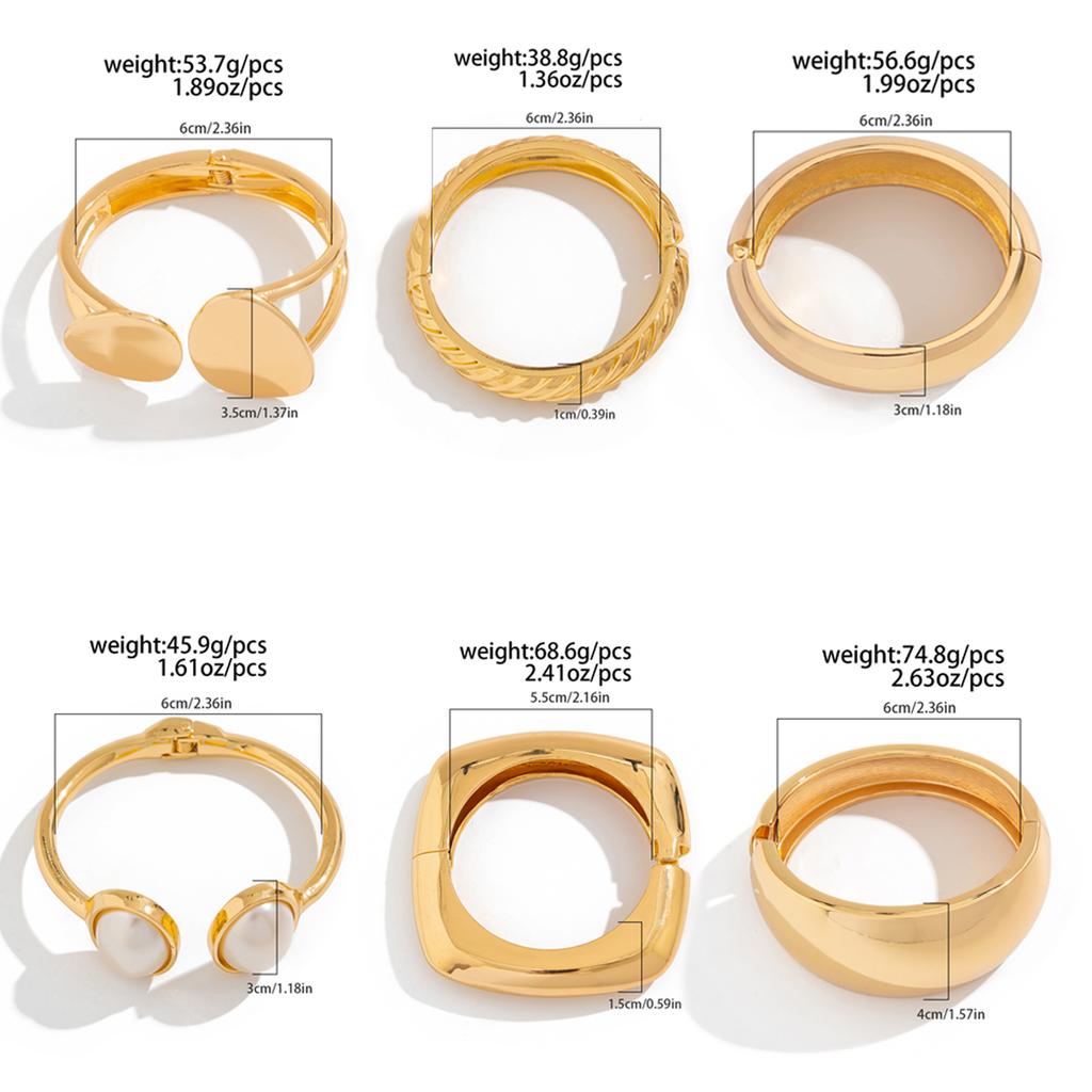 Salircon Exaggerated Punk Smooth Heavy Metal Bangle Bracelet for Women Trend Geometric Open Spring Bangle Party Jewelry Gift