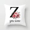 Personalized Name Flower Letter Pillow Case Alphabet Print White Square Pillow Case Dust Cover Bedroom Party Decoration
