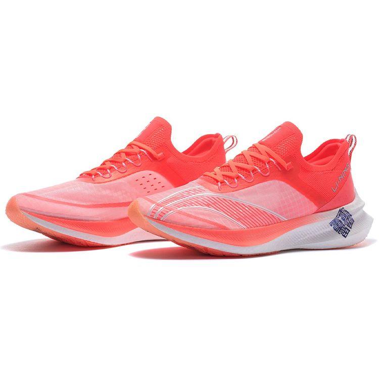 Li Ning Fei Dian Challenger Cushioning Wear Resistant Breathable Low Top Running Shoes Men sneaker Fluorescent-Red ARMS013-1