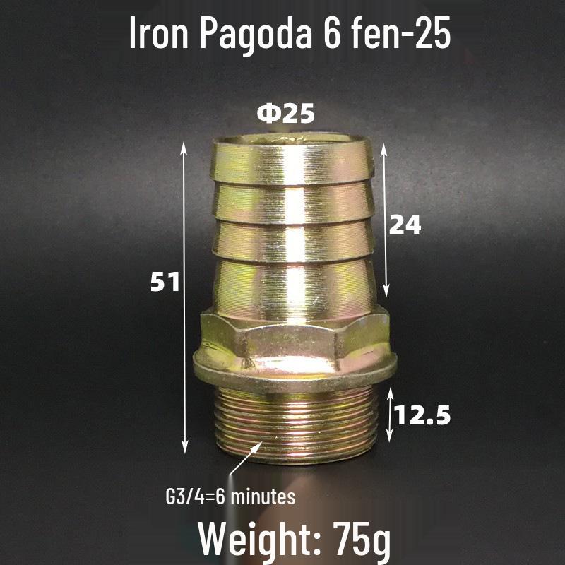 Iron-Plated Threaded Pagoda Hose Connector - Fits 1/2, 3/4, 3/8, 1/4, 1 Inch