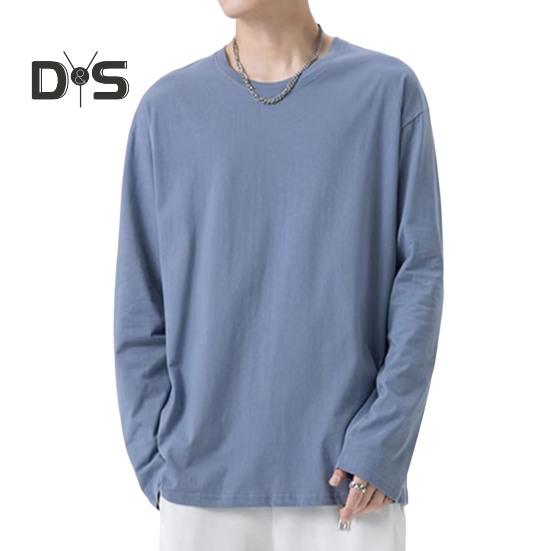 Pánské tričko s kulatým výstřihem, dlouhým rukávem, jednobarevné, pulovr, topy volného střihu, měkké prodyšné tričko, domácí posilovna, streetové oblečení