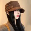 Korean Style Flat Cap Chamois Retro Painter Hat Personality Suede Equestrian Hat  Outdoor