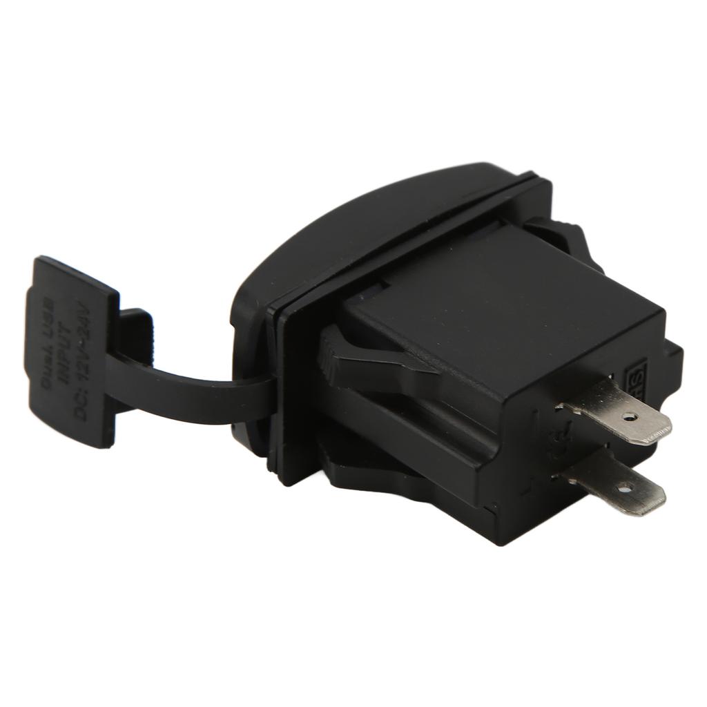 Black Universal Rocker Switch Style Dual USB Car Charger QC3.0 Fast Charge Socket with LED Backlight