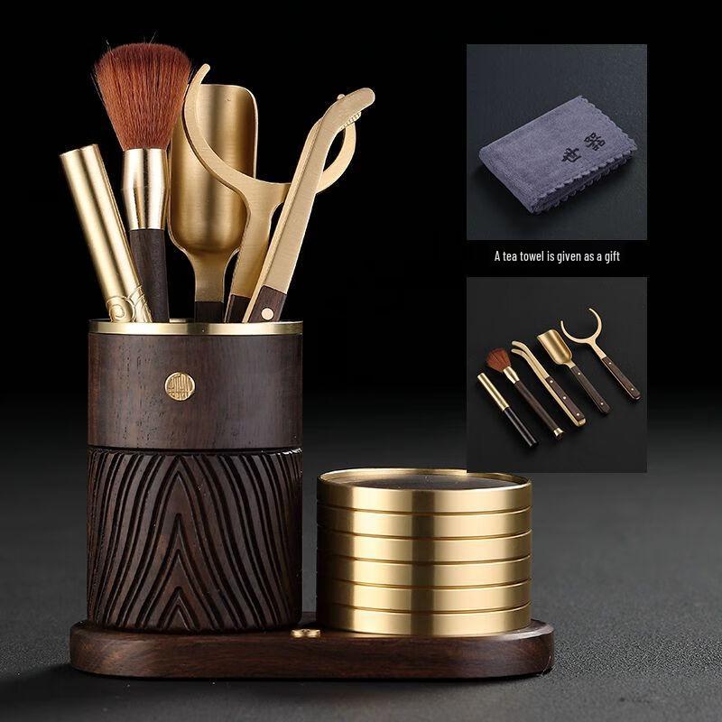Ebony Solid Wood Six Gentlemen Tea Tool Set