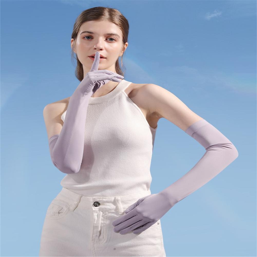 1 Pair Open  Fingered  Sunscreen  Gloves Summer Ice Silk Outdoor Cycling Non-slip Breathable Long Sunshade Sleeves