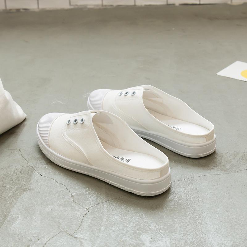 New low-top canvas shoes, student flat-bottomed casual women's shoes, one-pedal lazy shoes, little white shoes