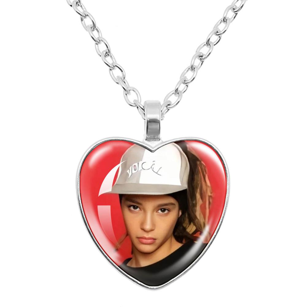 Pop Retro Rock Band Tokio Hotel Glass Heart Shape Pendant Necklace Bill Kaulitz Music Songer Picture Jewelry Charm Fans Gift