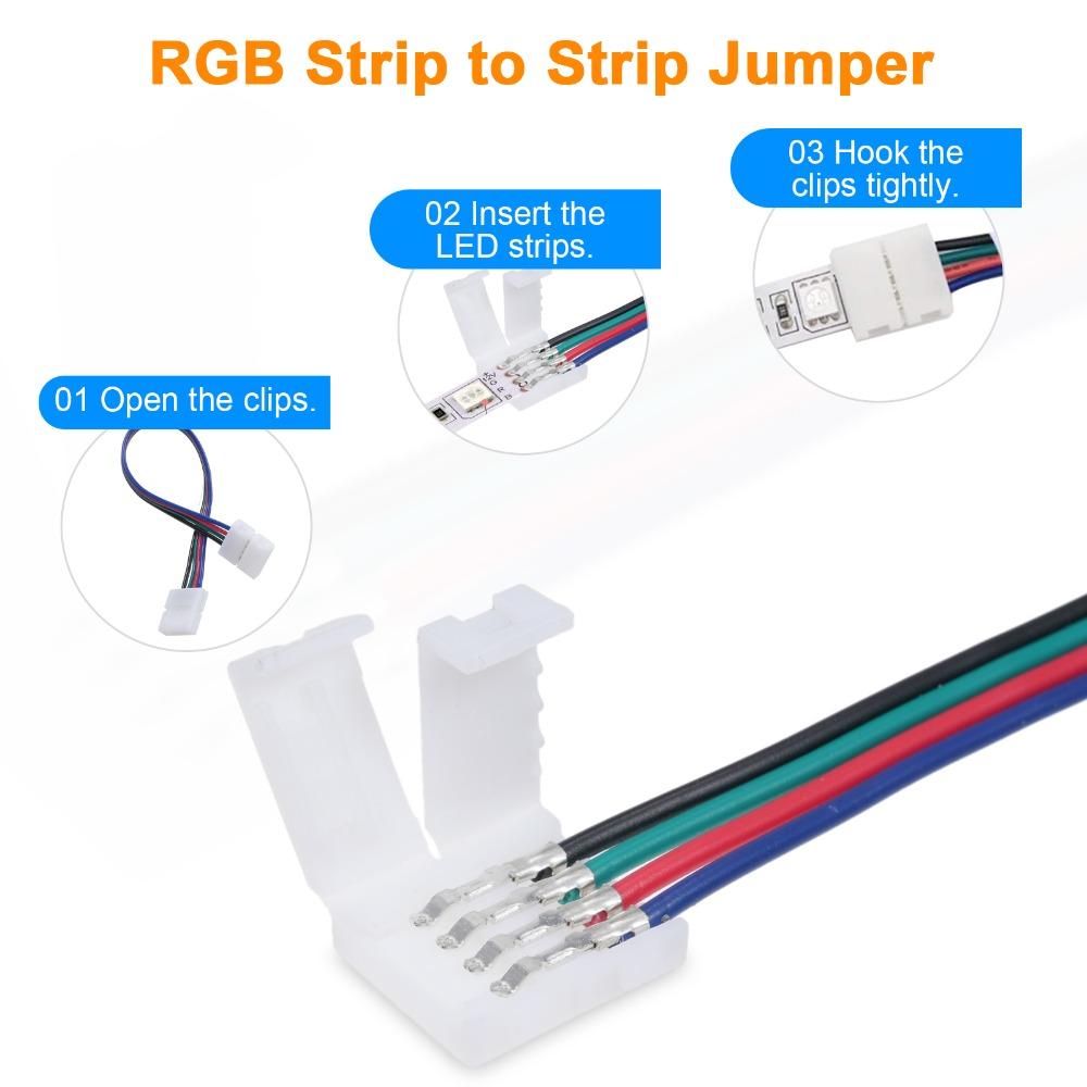 T/L Shape LED Strip Connector 4 Pin Quick Splitter Corner Connector  For DIY Lighting Project