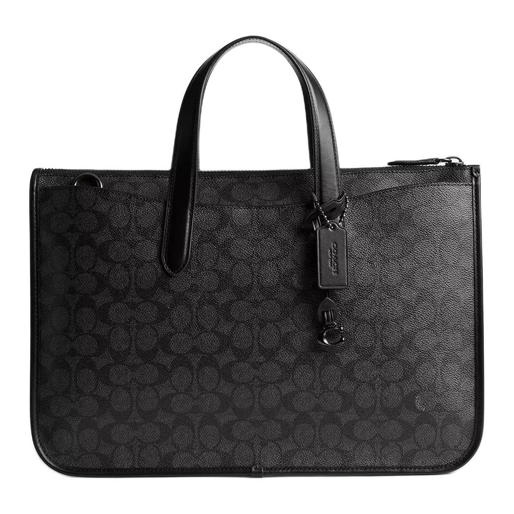Coach Isaac 40 Logo Zipper Closure Coated Canvas Crossbody Shoulder Tote Bag Large Men Bags Charcoal CV970-R8E