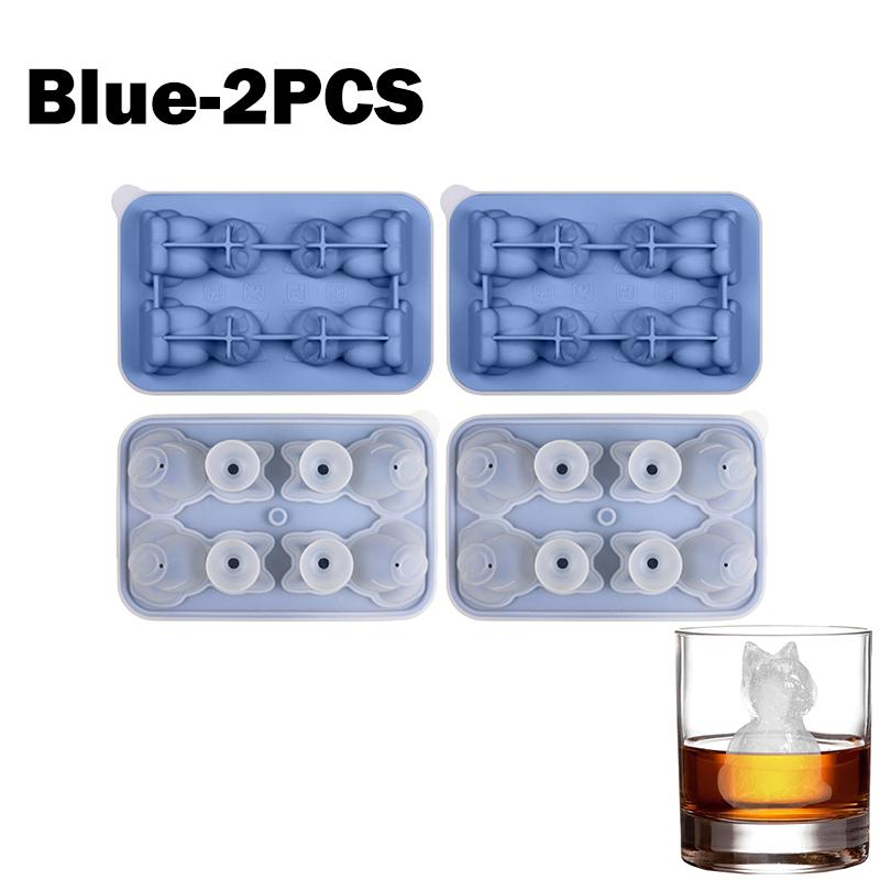 1/2/4PCS Cute 3D Cat Ice Cube Mold Silicone Easy Release BPA Free Ice Block Maker for Kitchen Household Fun Cat Shaped Ice Tray