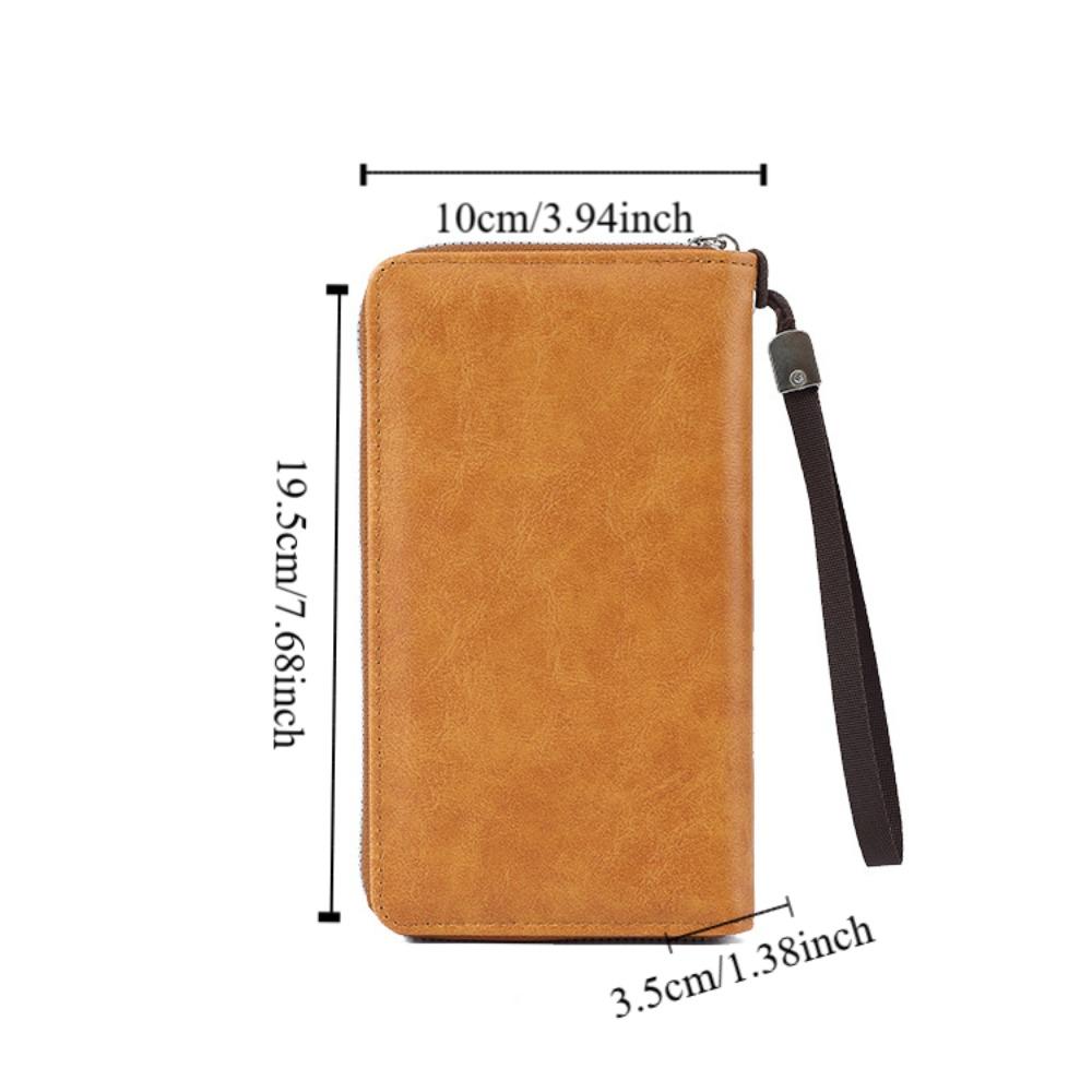 PU Leather Clutch Phone Bag Zipper Business Coin Purse Casual Men's Long Wallet  Outdoor