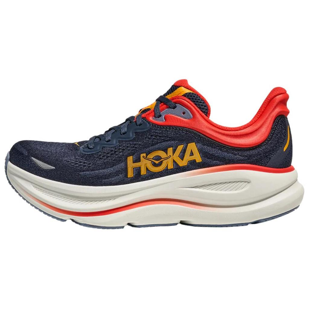 HOKA One One Bondi 9 Comfortable Sports Shock Absorbing Durable Low Top Long Distance Running Shoes Men Sneaker Navy-Blue 1162011-VTYN