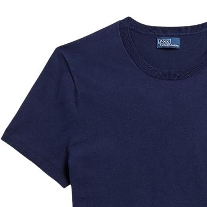 Polo Ralph Lauren Solid Color Crew Neck Pullover Short Sleeve Knit Top Women tops Blue WMPOSWENC020625-400