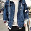 Jean Jacket Fake Two Piece Hooded Contrast Color Streetwear Spring Autumn Loose Single Breasted Outerwear Coat for Outdoor