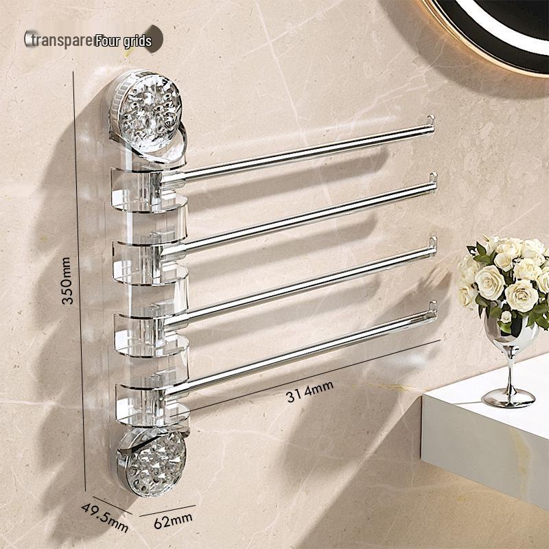 Rotating Wall-Mounted Towel Rack with Suction Cups - Punch-Free, Multi-Functional, Multi-Pole Design for Bathrooms