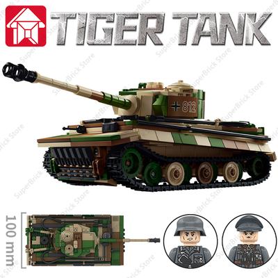 Druhá světová válka Německý nacistický těžký tank Tiger 1 Útočný Tiger Útočné dělo Pancéřované vozidlo Model Stavebnice Sada Dětská Hračka Dárek