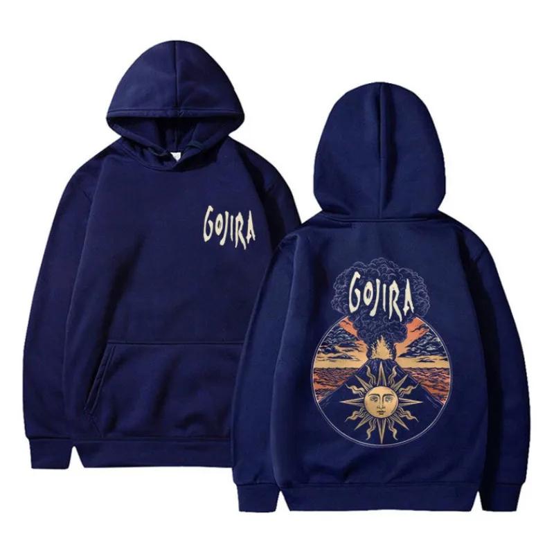 The French metal band Gojira's music album "Lava" features a printed hoodie, sweatshirt and casual sporty pullover on the street