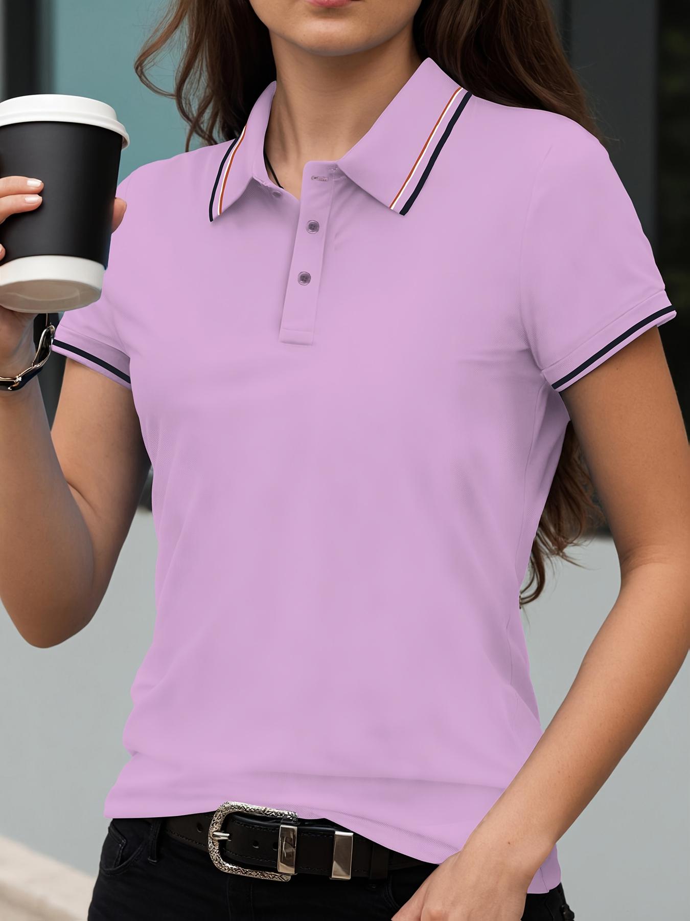 

Solid Color Women Stripe Polo Shirts Fashion Culture T-Shirts Summer Hip Hop Sportswear Collar Casual Woman Short Sleeve 4XL