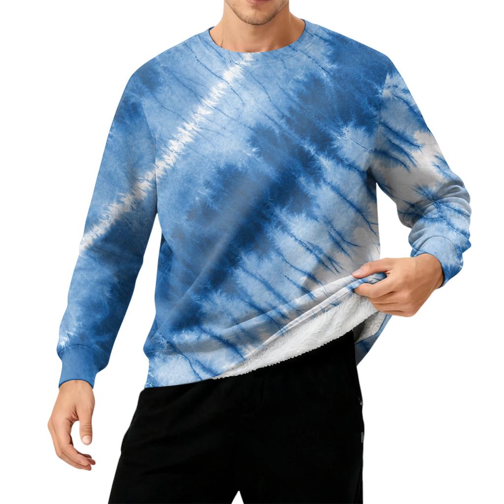 Men's Round Neck Fleece-Lined Thick Warm Sweatshirt