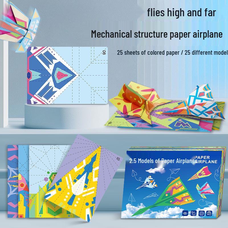3D Origami Paper Airplane Kit - Colorful Educational Craft for Kids