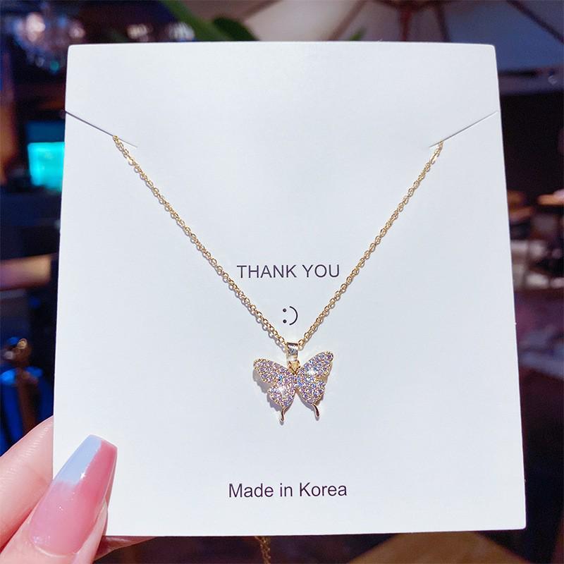 Elegant Zircon Titanium Steel Necklace: Women's Luxury Clavicle Chain with Fashion Pendant