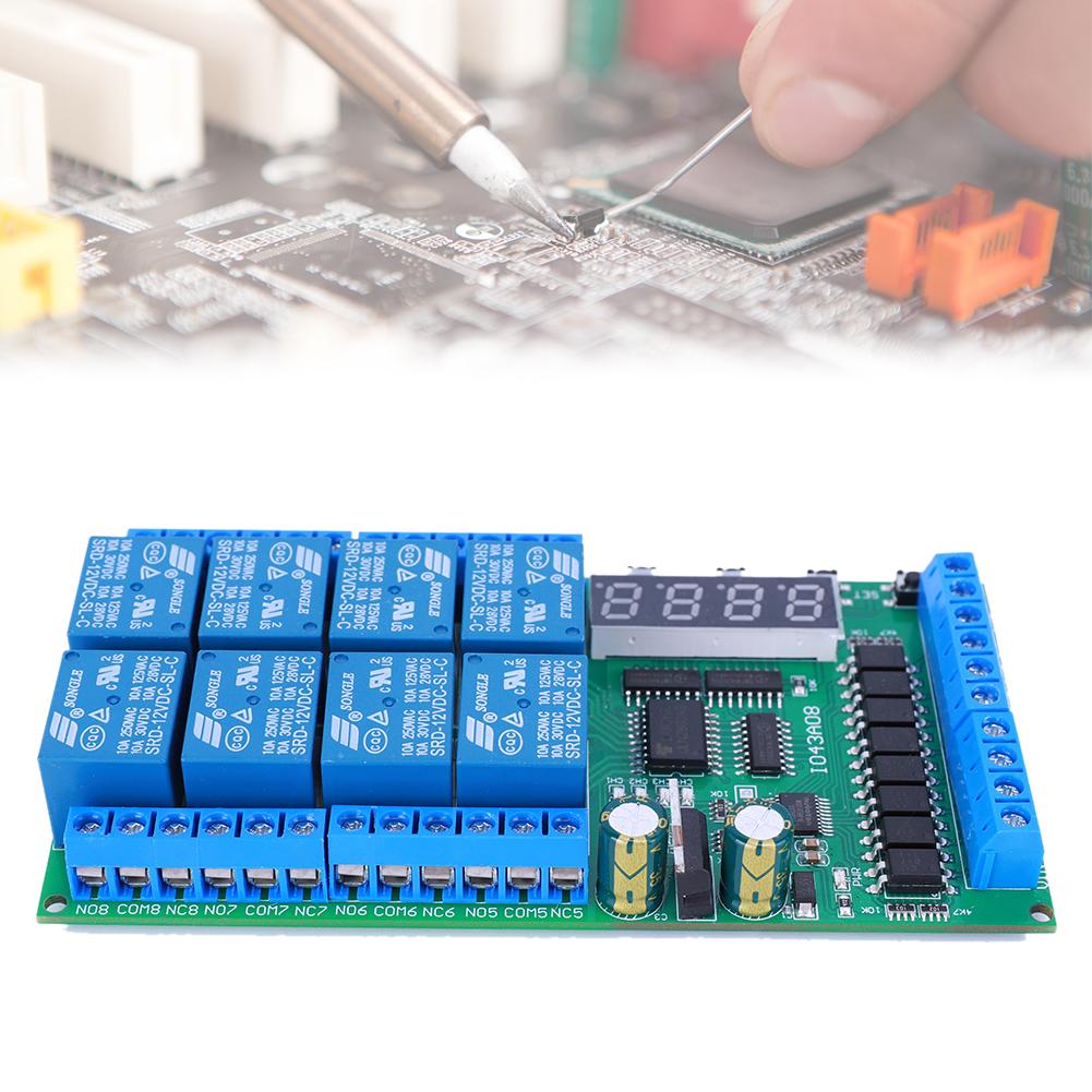 DC 12V 8 Channels Delay Relay Board Time Switch Relay Module Timing Cycle Interlock Self-locking Momentary Bistable