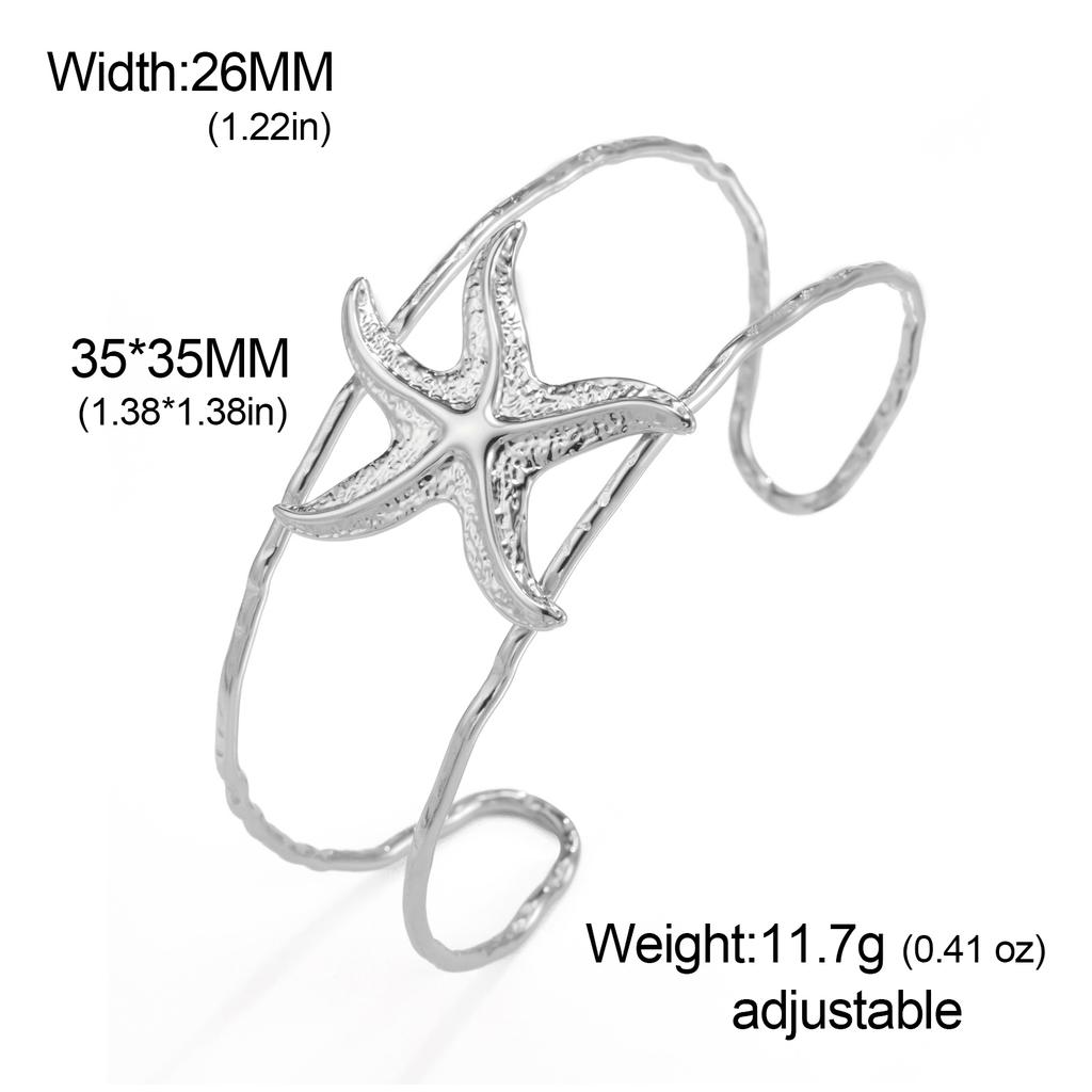 Cazador Starfish Cuff Bracelets for Women Stainless Steel Adjustable Waterproof Bangle Bracelet Jewelry Mother's Day Gift