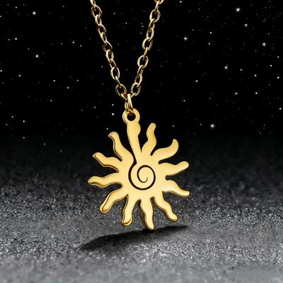 Halsband i rostfritt stål Spiral Solhängen Kedja Choker Smycken Modehalsband För Kvinnor Smycken Bröllopsfest Gåvor
