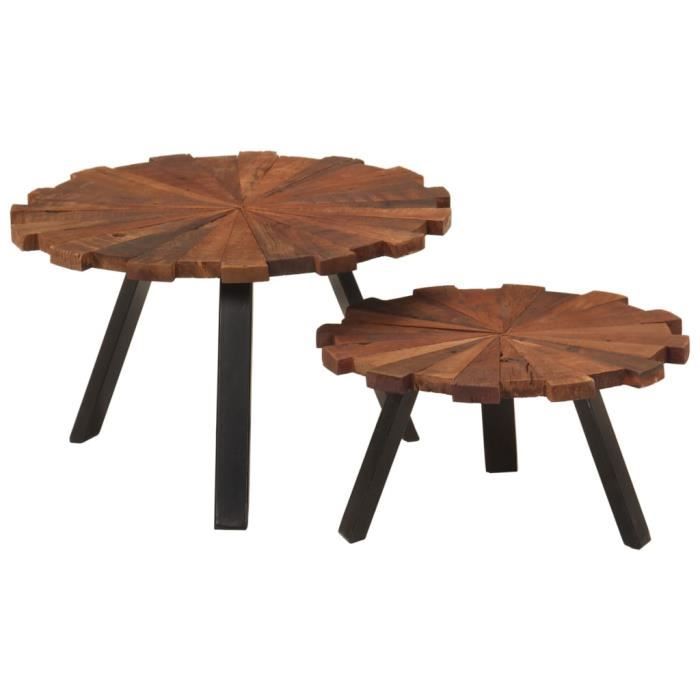 VidaXL Tables basses 2 pcs bois massif récupéré et fer 356250