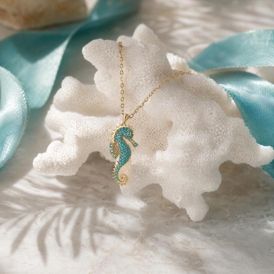 Sea Creature Jewelry Stylish Necklace Stainless Steel Blue 3.2 Cm 1 Pc
