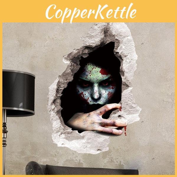 3d Realistic Horrifying Halloween Wall Breakthrough Ghost Girl Wall Sticker Removable Pvc Decor For Living Room And Hallway