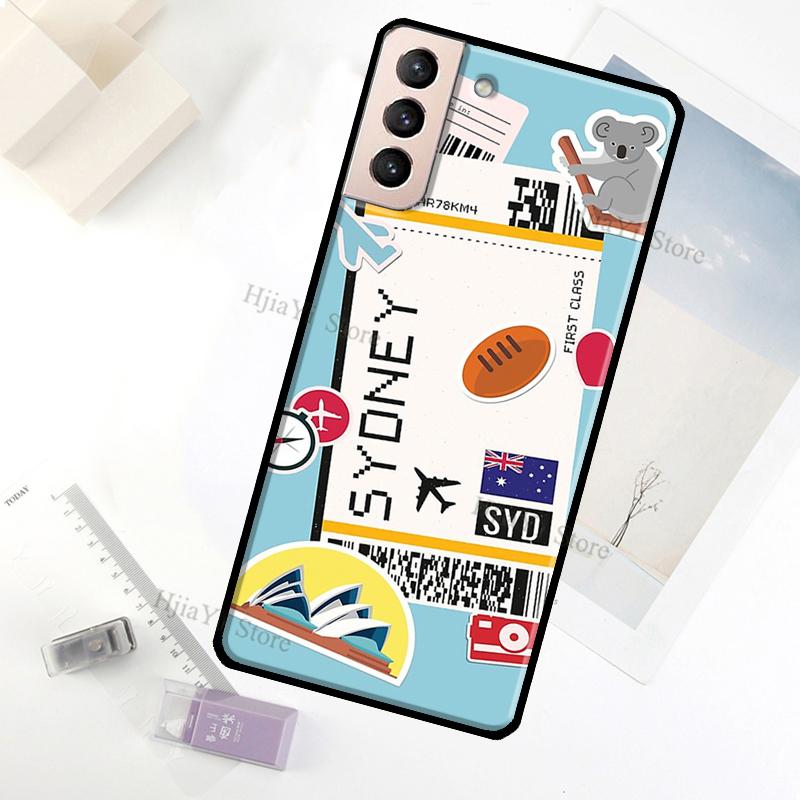 

SYDNEY BOARDING PASS Traveltickets Case For Samsung Galaxy S23 Ultra Note 20 10 S9 S10 Plus S20 S21 FE S22 Ultra Phone Cover Galaxy S23Ultra