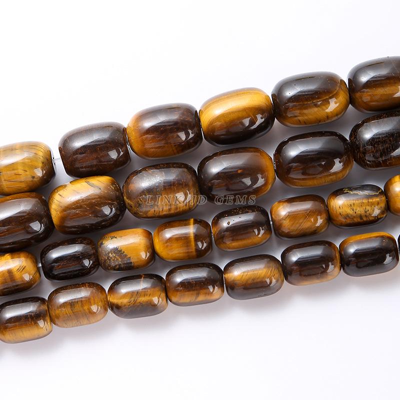 Jinde Jewelry Natural Yellow Tiger Eye Barrel Beads Bracelet DIY Accessory