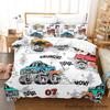 New Kawaii Monster Trucks Bedding Set Cartoon Anime Three-piece Set Adult Kid Bedroom Duvetcover Sets Personality Boys/girls