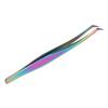 False Eyelash Extension Tweezer Stainless Steel Professional Oblique Precise Lash Tweezer Colorful Short Oblique