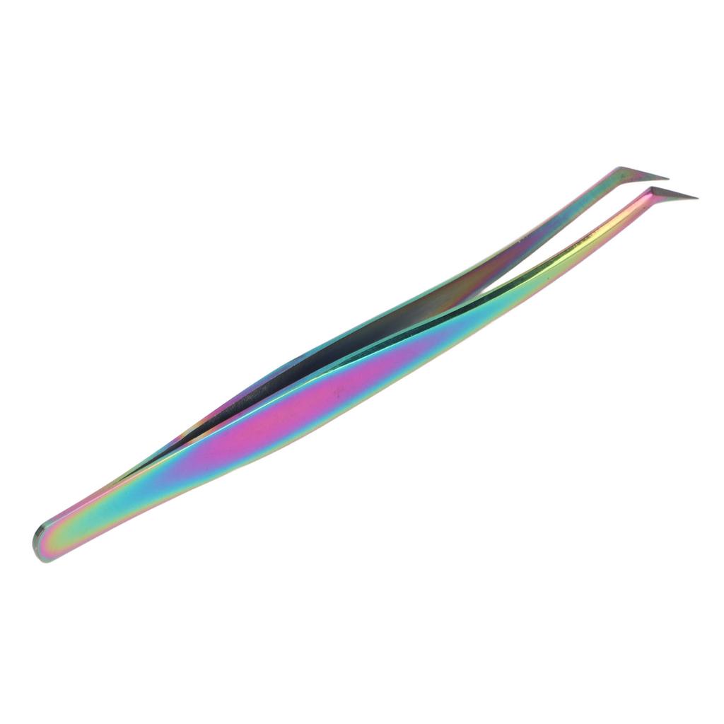 False Eyelash Extension Tweezer Stainless Steel Professional Oblique Precise Lash Tweezer Colorful Short Oblique
