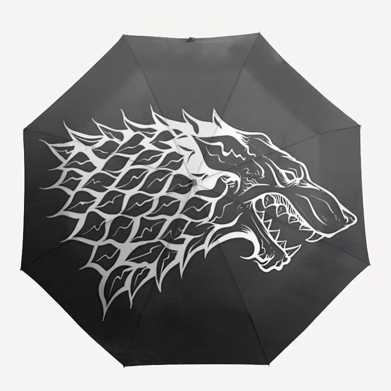 

1pc Direwolf, House Stark Automatic Umbrella - 8-Rib Foldable Design, Outdoor Adventures, Durable Canopy Material yy250823138