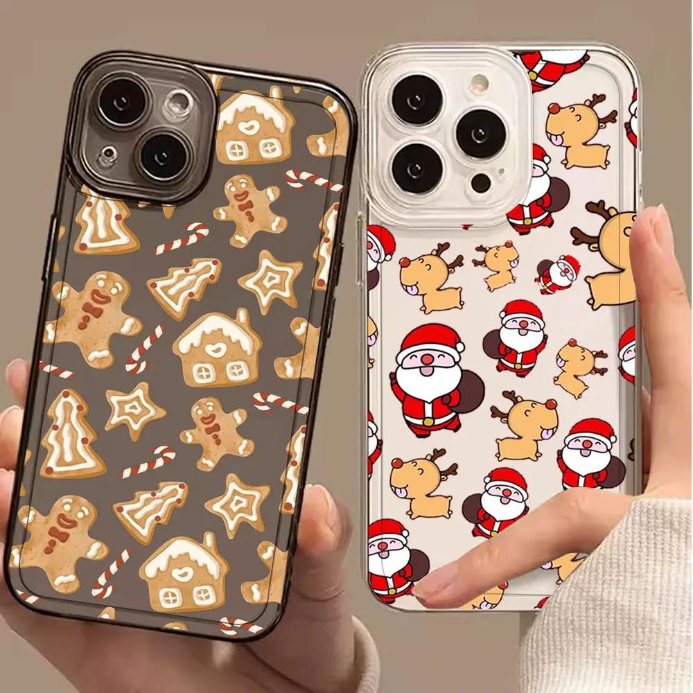 Merry Christmas Snowman Phone Case For iPhone 15 11 12 14 13 Pro Max Mini Plus XSM XR SE 7 8 Navidad Noel Elk Mobile Phone Cover