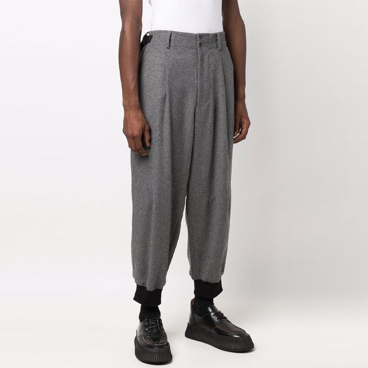 Y-3 Logo Button Waist Sports Pants Men Pants Gray HB3429