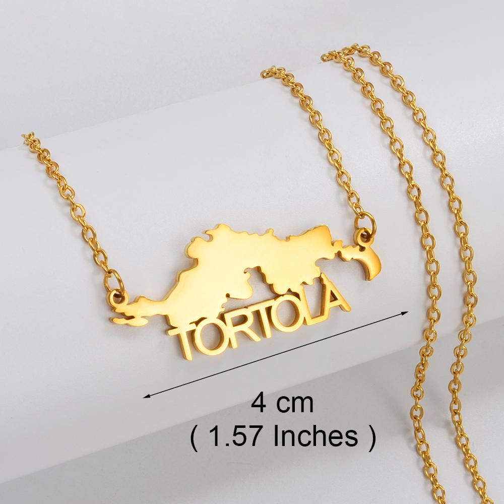 Anniyo British Virgin Islands Tortola BVI Map Pendant Chain Necklaces for Women Girls Stainless Steel Jewelry #306001 50cm or 20 Inches