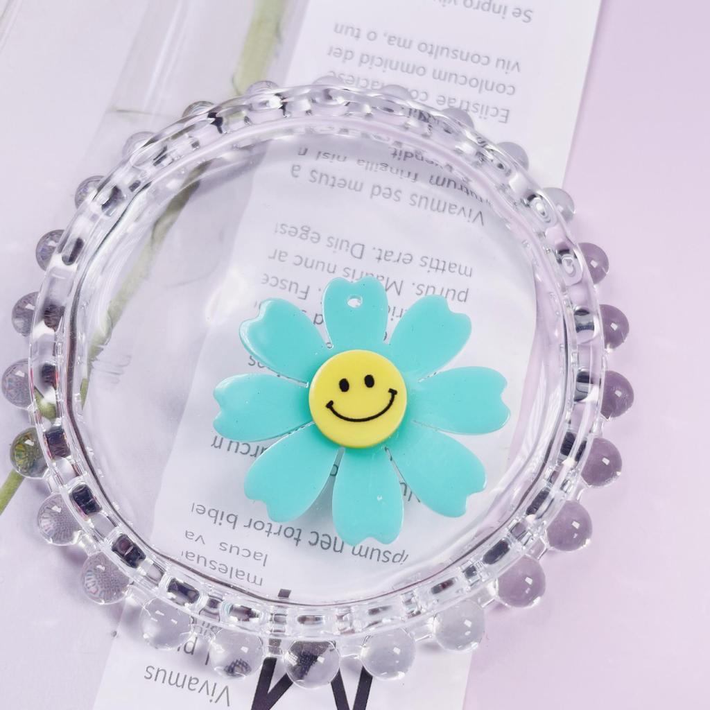 40mm Korean Style Smiley Face Chrysanthemum Acrylic Keychain Earrings for DIY Phone Accessories