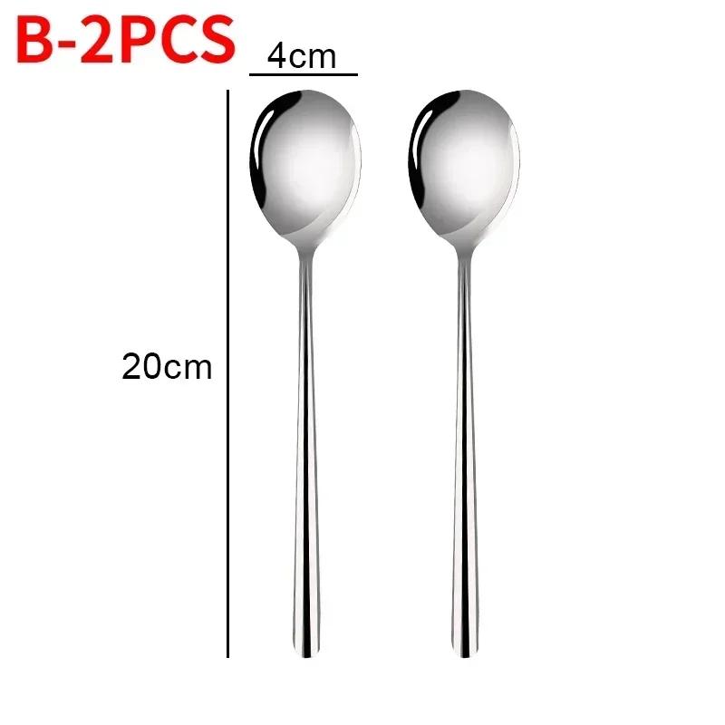 2/1 buc lingură mare din oțel inoxidabil cu mâner lung linguri bucătărie tacâmuri orez găluște terci supă linguri restaurant tacâmuri