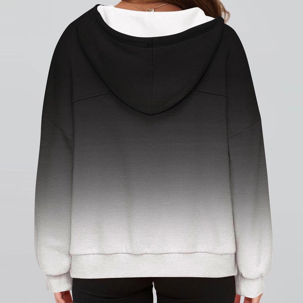 Women's Fashionable Solid Color Hooded Long Sleeved Sports Casual Pullover Sweatshirt Top