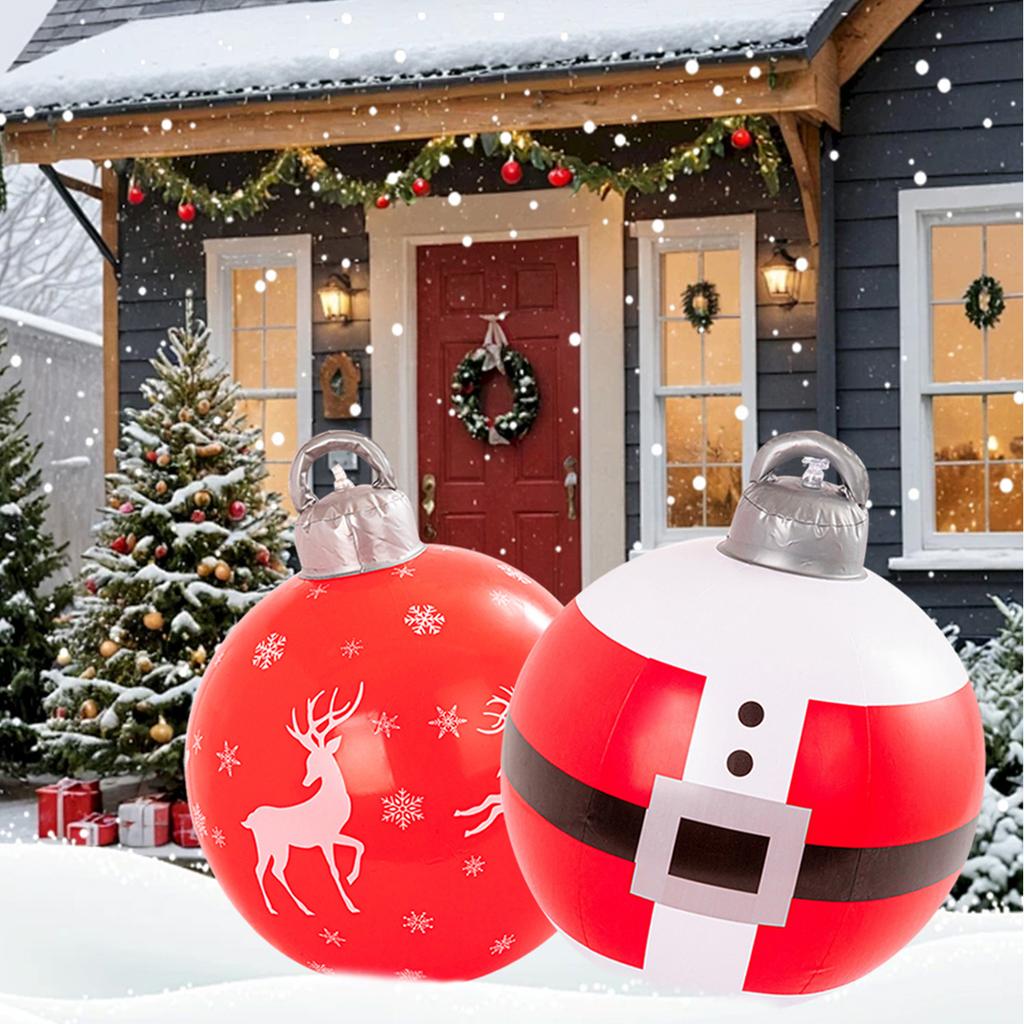 26 Inch Light Up PVC Inflatable Christmas Ball with Light Remote PVC Giant Inflatable Christmas Balls Christmas Decorations Ball