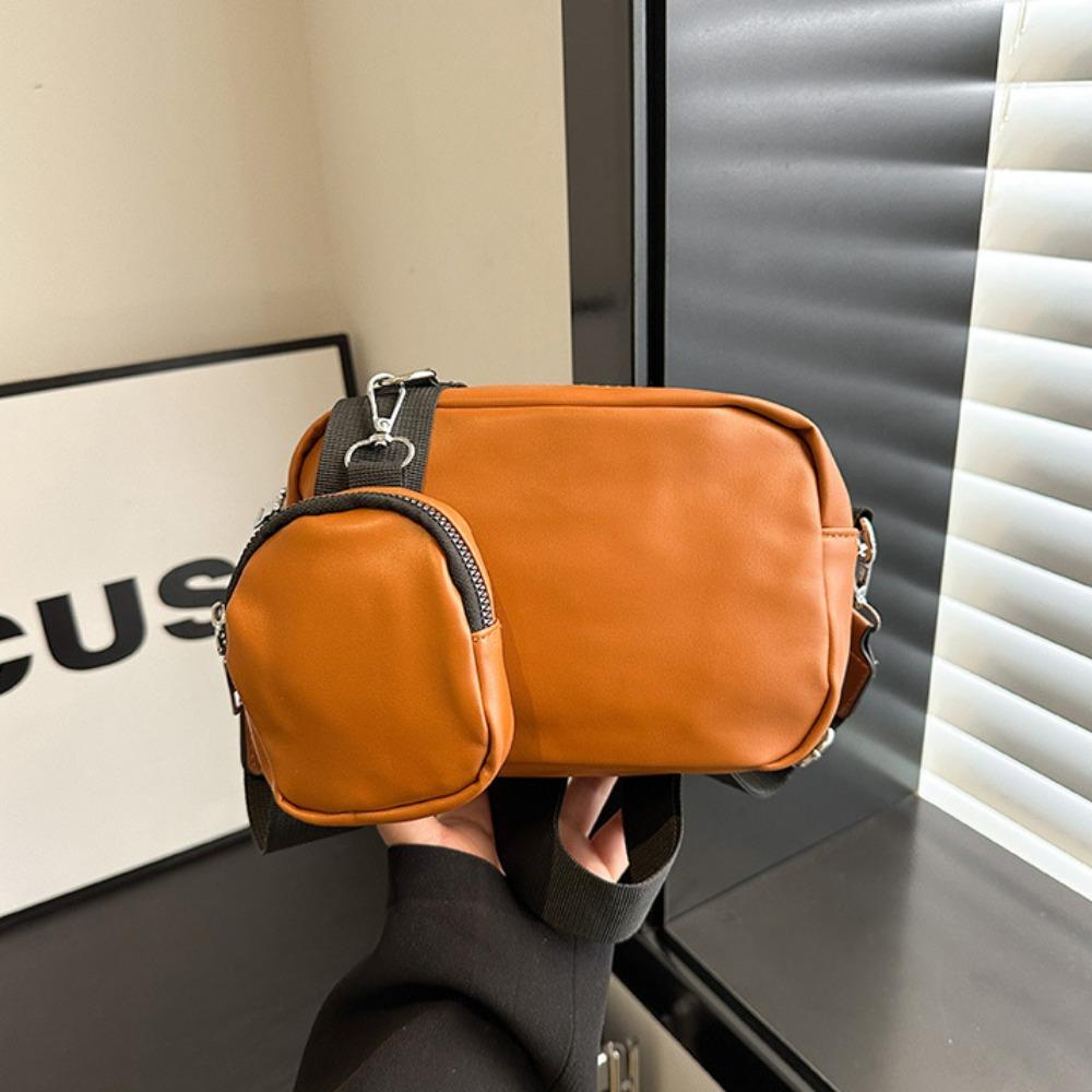 Vintage Bag with Pouch Cross Body Shoulder Bag Leisure PU Leather Bag  Unisex