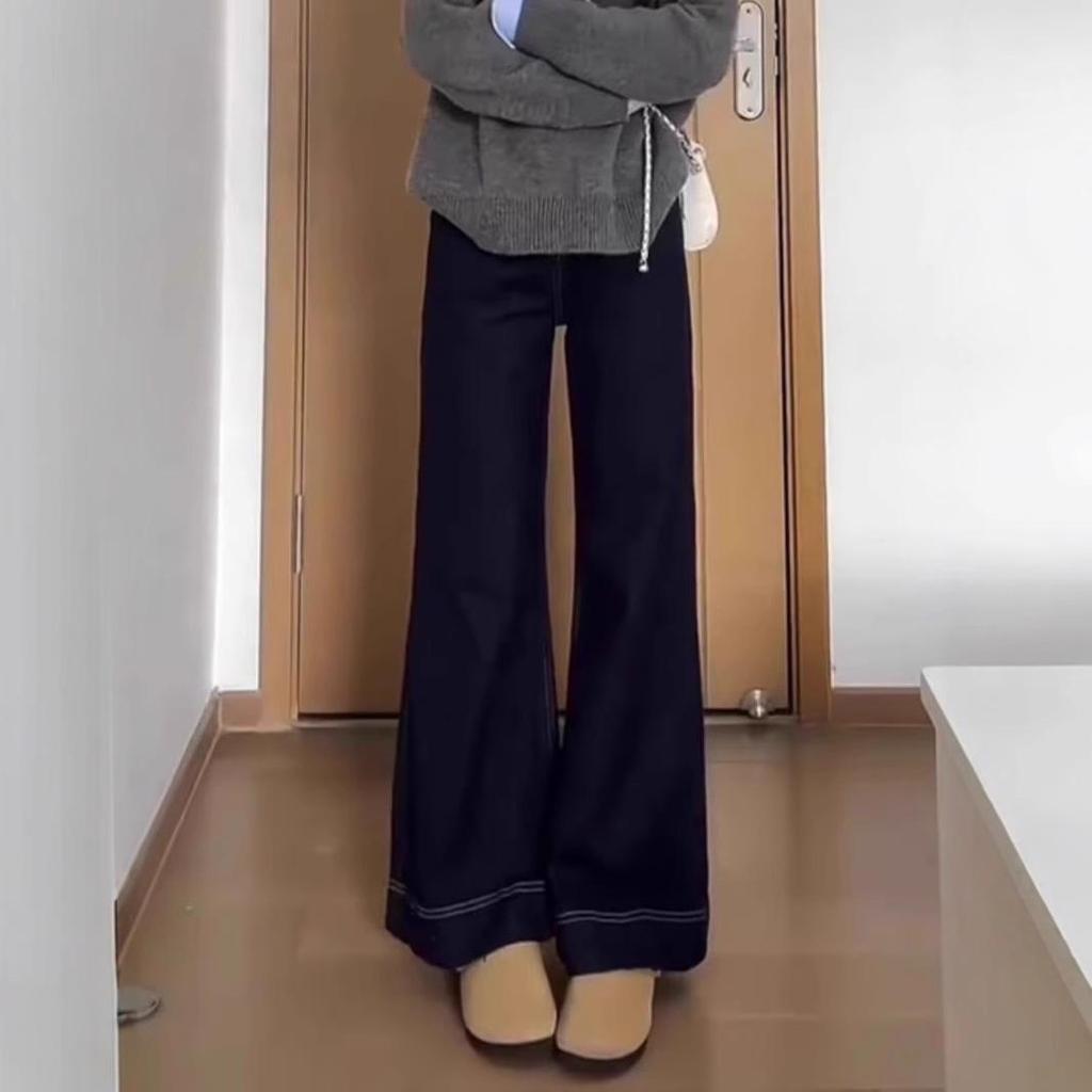 Women's Winter 2025 High-Waisted Plus Size Micro-Flared Wide-Leg Jeans
