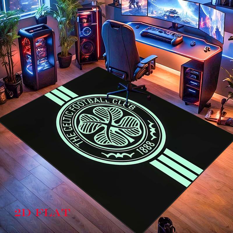 Celtic Football Club Tappeto per Soggiorno Camera da Letto Casa Decorazione Divano, Tappetino Antiscivolo per Giochi Bambini